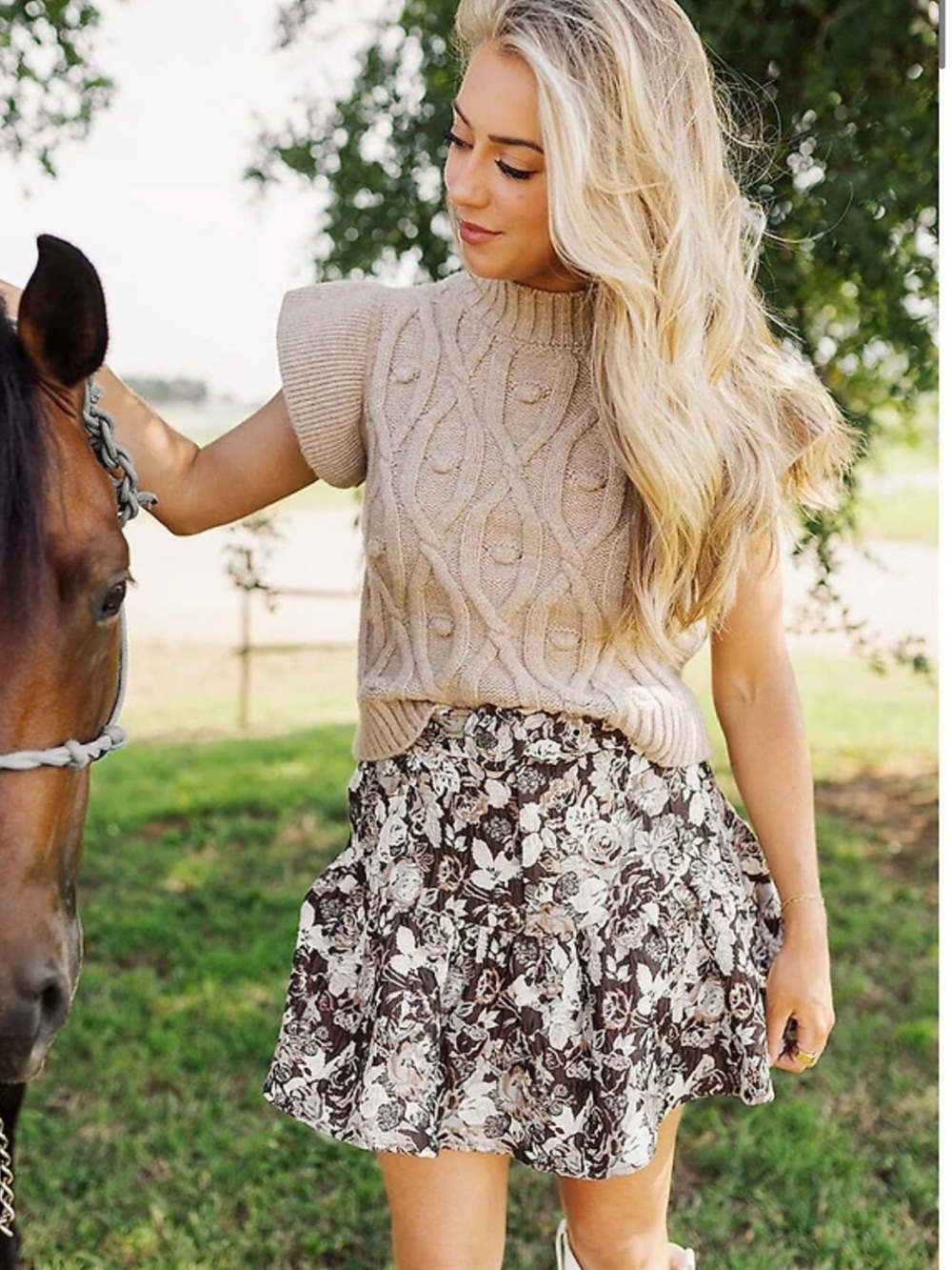 J.Marie Bridget Jacquard Floral Print Mini Skirt In Brown Sz Small -